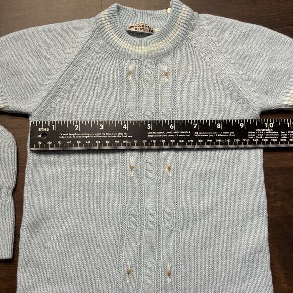 Vtg Italy Knit Romper Baby Blue One Piece Sz 3m mittens Strawbridge & Clothier - Picture 11 of 11